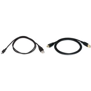 Monoprice 3-Feet USB A to Mini-B 5pin 28/28AWG Cable (103896) Black & USB-A Male to USB-B Male 2.0 Cable - 28/24AWG, Shielded, Gold Plated, 3 Feet, Black