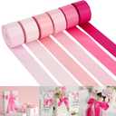 HUIHUANG Pink Satin Ribbon 1 inch Baby/Light/Hot Pink Double-Faced Satin Ribbons for Flower Bouquet, Gift Wrapping, DIY Crafts, Bridal Shower Wedding Decor- 6 Rolls, Total 30 Yards