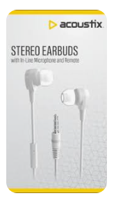 Acoustix Stereo Ear Buds with Microphone - White, 3.5 mm 
