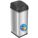 iTouchless 13 Gallon Stainless Steel Automatic Trash Can with Odor-Absorbing Filter and Lid Lock, Sensor Kitchen Garbage Bin, Power by Batteries (not included) or Optional AC Adapter (sold separately)
