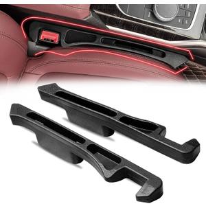 2PCS Car Seat Gap Filler Organizer, Car Side Seat Gap Filler with Phone Holder, Gap Stopper Fill Gap Between Seat and Console to Stop Things from Dropping Fit Cars SUVs TrucksBlack