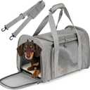 Dachshund Carrier Bag, 19.7 x 13.8 x 13.8 Inch Pet Carrier for Small Dogs, Soft Sided, with Breathable Mesh for Comfort, Portable and Collapsible Travel Carriers for Dachshund Puppy Dogs, Gray