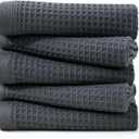 Kitchen Towels and Dishcloths Sets, 14 X 14 Inches, Absorbent Dish Towels for Kitchen, Microfiber Cleaning Cloth, Dish Cloths for Washing Dishes, Waffle Kitchen Towels (Dark Gray, 14" x 14")