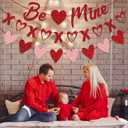 Valentine's Day Decorations - 3-Pack Pre-Strung Be Mine & XOXO & Heart Glitter Banners, No DIY Required, Romantic Decor for Home Classroom Office Wedding Party Anniversary