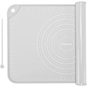 Silicone Pastry Mat 20"*16" Extra Thick Non Stick Baking Mat Food Grade Silicone Dough Rolling Bake Mat with Edge Heightening Light Grey