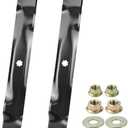 POSFLAG 2 Pack GY20850 John Deere 42 Inch Mower Blades with Blade Nuts Replaces GX22151, AM137333, AM137328, UC21583, AM141033 for John Deere 42" D100, D110, D130, X300, D105, E100 Ride-On Tractors