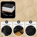 CAROMOP Luxury PU Leather Car Seat Covers Front Set, Anti-Stain Waterproof Automotive Seat Covers for Cars, Universal Car Interior Covers Seat Protectors for SUVs Pick-up Trucks (Beige/Beige Line)