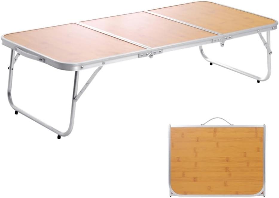 Moosinily Mini Small Camping Table 3FT Folding Picnic Table Foldable Low Camp Table Portable Short Aluminum Outdoor Short Floor Beach BBQ Yellow 35.215.7 inch