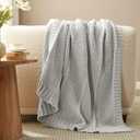 Amlie Home Chenille Knit Throw Blanket for Couch, Chevron Texture Decorative Soft Blanket for Sofa, Bed & Chair, 50"x60", Light Grey