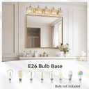 5-Light Modern Vanity Lights Brushed Brass Bathroom Light Fixtures Over Mirror Gold Bathroom Vanity Lighting with Crystal Shade E26 Base Wall Sconce for Bedroom Living Room Restroom Wall Lamp