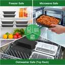 50 Pack (100-Piece) 32 oz Meal Prep Containers Reusable with Easy Open Lids, Sturdy Leakproof Food Safe, Microwave Freezer Dishwasher Safe, To Go Take Out Plastic Food Storage Pans with Lids, Black