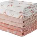 GLLQUEN BABY Receiving Blanket Boy Cotton Muslin Swaddle Blankets Girl Newborn Squares Breathable & Soft Thin Baby Blankets Cloths Double Absorbent Infant Swaddling Wrap - 6 Pack (Sun) 22x27"