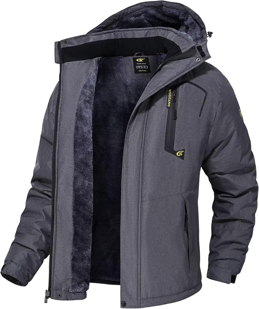 QPNGRP Mens Waterproof Ski Snowboard Jacket Winter Windproof Snow Coat (XX-Large, Cation Darkgray)