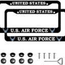 2Pcs Car License Holder for U.S. Air Force License Plate Frames Black Aluminum License Plate for United States Air Force 12.5 x 6.5 USAF License Plate Holder