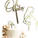 2 Pcs Pregnant Lady Cake Topper, Pregnant Women Silhouette Cake Topper Set, Pregnancy Announcement or Welcome Baby Shower Party Decor Supplies (Style 3)