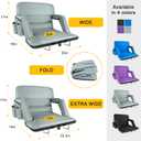 yeyeeyyee Stadium Seats with Back Support Wide, Exclusive Bleacher Chairs with Back and Cushion Folding Stadium Chairs, 6 Reclining Positions Waterproof Bleacher Seats with 2 Hooks (Wide|22.5" Grey)
