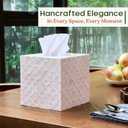 CHI AN HOME 5.8 Capiz Tissue Box Cover, Square Decorative Tissue Holder with Bottom Slider, Handmade Bathroom Accessories, Elegant White Cube for Vanity, Bedroom, Office & Coastal Dcor (Natural)