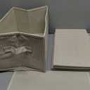 StorageWorks Foldable Shelf Organizer Bins, Closet Storage Baskets for Clothes, Fabric Storage Bins for Shelves, Beige Stripes, 3-Pack, Large