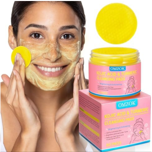 Pack Of 6 Turmeric Kojic Acid Cleansing Pads - Turmeric Facial Cleansing Pads For Acne Firming Skin - Remove Excess Keratin Clean Pores 50PCS