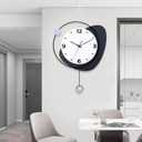 Decorative Wall Clock with Pendulum, Silent Quartz Battery Operated, Large Wall Clock for Living Room, Kitchen, Home, Bathroom, Bedroom Wall Decor,15x20.5 inch (593-black White)