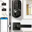Veise VE06-L Smart Locks with 2 Lever Handle Set, App Control, Keyless Entry Deadbolt for Front Door, Electronic Digital Touchscreen Keypad, Auto Lock, Waterproof, Easy Installation, Matte Black