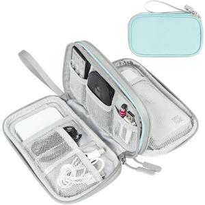 FYY Electronic Organizer, Travel Cable Organizer Bag Pouch Electronic Accessories Carry Case Portable Waterproof Double Layers All-in-One Storage Bag for Cable, Charger, Phone, Earphone, Mint Green