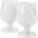 Radicaln Marble Glasses Set of 2 Handmade White 5" Inch Stem Drinking Glassware For Home Bar Decor, Ideal White and Glasses For Parties & Weddings