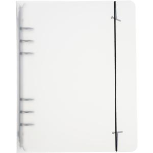 PATIKIL A5 Binder Cover, 1 Pcs PP 6 Ring Round Ring Binder Cover with Black Fixing Belt Metal Lock Loose Leaf Binder Protector Refillable Notebook for Meeting Folder, Matte White