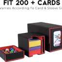 MTG Commander Deck Box - Portable Double Card Deck Box Fits 200 Double Sleeved Cards, Durable Magnetic Cards Case, Includes Dice Tray, Magnetic Card Holders and Dividers, Black/Red