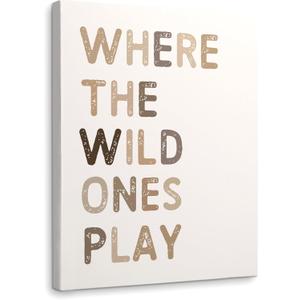 WODMIS Play Room Wall Decor,Kids Where The Wild Ones Play Framed Canvas Wall Art Decor 1114,Play Sign,Colorful Play Room Art Painting Artwork Wall Playroom Nursery Toddler Kids Room Decoration Prints Decor (khaki, 11x14)
