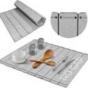 Stone Drying Mat for Kitchen Counter, Upgraded Seamless Dish Drying Mat - Foldable Stone Dish Mat, Diatomaceous Earth Kitchen Drying Mat for Any Countertop (Gray, 22"X16")
