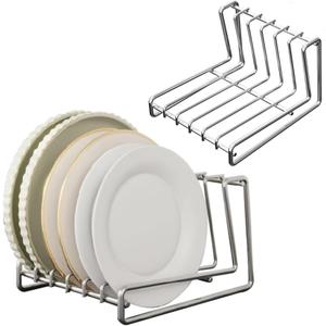 Dish Plate 6-Tier Draining Rack Storage Drainboard Kitchen Drying Rack Drainer Stand Multifunctional Cabinet Organizer Plate Organizer for Cabinet Space Saver SUS304 Stainless Steel (6-Tier)