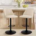 COLAMY Bar Stools Set of 2, Modern Swivel Bar Chairs, Adjustable Upholstered Barstools Counter Height with Full Backrest for Bar, Dining Room, Kitchen Island, Beige