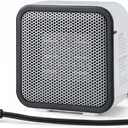 Amazon Basics Ceramic Space Heater, Portable Mini Heater for Office Desk, 500W, With Tip-Over Protection, Lightweight 1.4 lbs, White, 5.9"D x 3.2"W x 6"H