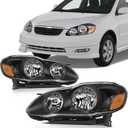 SCITOO Headlight Assembly Fit for Toyota Corolla 2003-2008 Pair Headlamps OE:8111002190