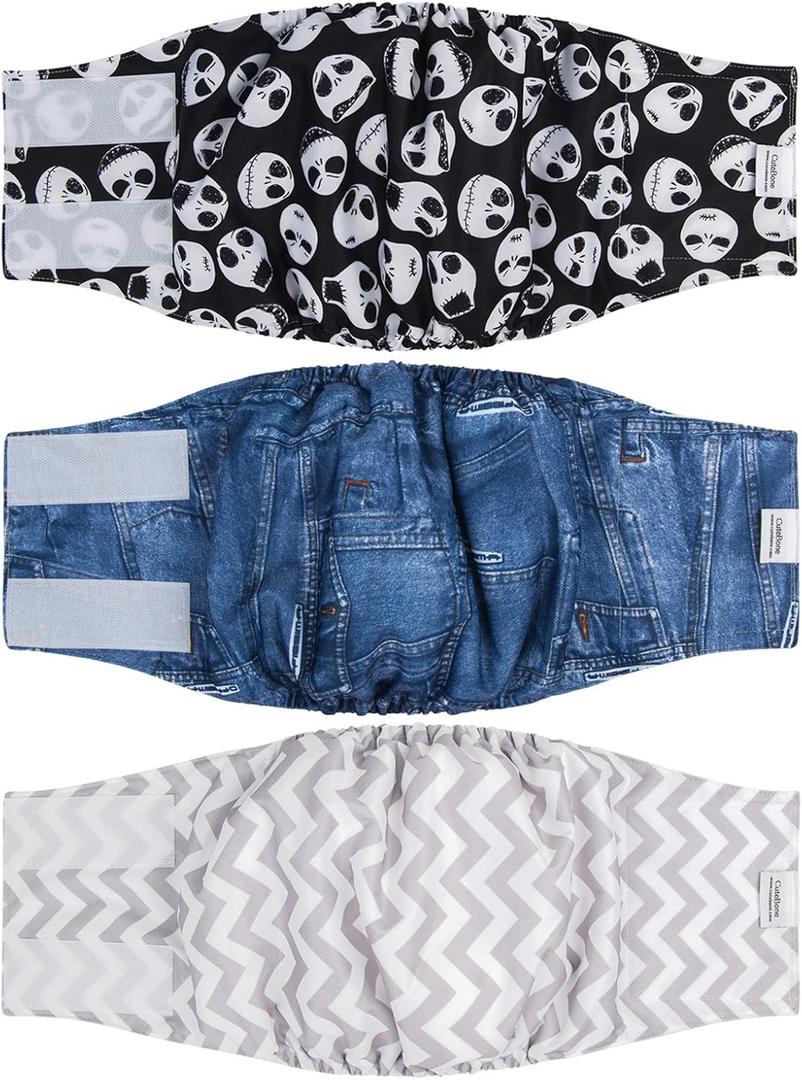 CuteBone Dog Belly Bands for Male Dogs Wraps Washable Doggie Diapers DM06M (M(14"-17"))