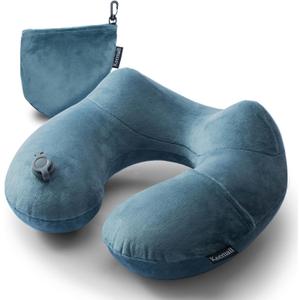 Inflatable Travel Neck Pillow for Airplane Sleeping Blow Up Neck Support Air Pillow Traveling on Plane Long Flights Washable (Medium, Grey)