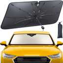 Car Windshield Sun Shade Umbrella - Lamicall [5 Layers Nano Coating][10 Fiberglass Ribs] Foldable Front Window Sunshade, Car Interior Protection, Windshield Cover for Full-Size SUV, Truck (61"x33")