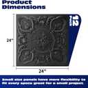 Art3dwallpanels 12 Pack Drop Ceiling Tiles, 24 x 24 Inch High Grade PVC 3D Wall Panels Vintage Flower Pattern for Interior Wall Decor, Fire Rated, Waterproof, Black