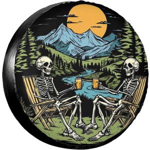 Skeletons Spare Tire Cover Wheel Protectors Weatherproof Sun Protection Covers Universal for SUV Jeep Travel Trailer 15"