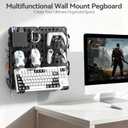 KDD Keyboard and Mouse Display Stand Holder, Wall Mount Office Organization Pegboard Combination Kit with Pen holder, Hooks, Headset & Controller Stand for Office & Home Hanging Organizer Storage