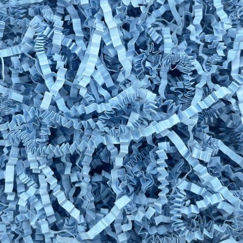 Tisspoms 1LB Crinkle Cut Paper Shred Filler, Paper Shreds for Basket Fillers, Birthday, Gift Wrapping, Anniversary, Wedding, Halloween, Thanksgiving, Christmas Gift Decor Party Filler (Sky Blue)