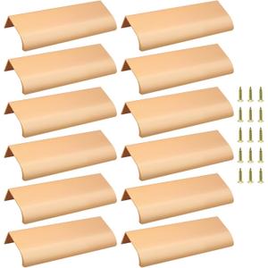 Qjaiune Back Mount Finger Edge Pull 150mm/ 5.9", Aluminum Hidden Handle Concealed Tab Pulls for Home Kitchen Living Room Door Drawer Cabinet (12Pcs, Gold)
