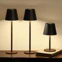 3 Pack Cordless Table Lamp, Portable Battery Operated Lamp with 3 Color Temps and Stepless Dimming, Rechargeable Table Lamp for Dinner, Desk, Cafe, Outdoor (Black)