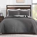 Exclusivo Mezcla Ultrasonic Reversible Full Queen Quilt Bedding Set with Pillow Shams, Lightweight Quilts Queen Size, Soft Bedspreads Bed Coverlets for All Seasons - (Grey, 90"x96")