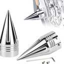 Motorcycle Front Axle Nut 3.6" CNC Spike Axle Nut Covers Caps for Harley Touring Street Glide Fat Boy Road King Electra Glide Tri Glide Dyna  Chrome