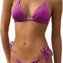 Bikini Sets Women Thongs Cheeky Two Piece Swimsuit Sexy Swimwear Triangle Cute Bathing Suit String (Purple, XS)