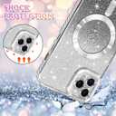 NITITOP Compatible with iPhone 11 Pro Case Cute Clear Glitter [Compatible for MagSafe] Sparkle Bling Magnetic Plating Heart Girl Women Electroplated Frame Camera Protection Back Cover - Silver