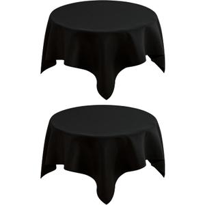 2 Pack Small Square Table Cloth 36X36 Inch Black Washable Fabric Tablecloth Polyester Solid Table Cover for Night Stand End Table Side Table Outdoor Indoor