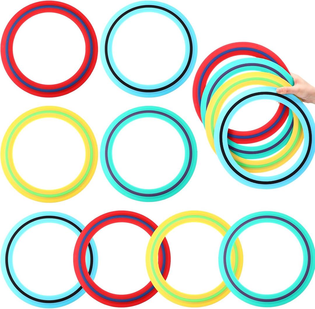 12 Pack Flying Disc 11 Inch Flying Ring Bulk for Backyard Beach Sport Outdoor Soft Discs for Beach Pool Backyard Camping Activities Sport Playing Toss Gift (Cyan,blue,yellow,red)